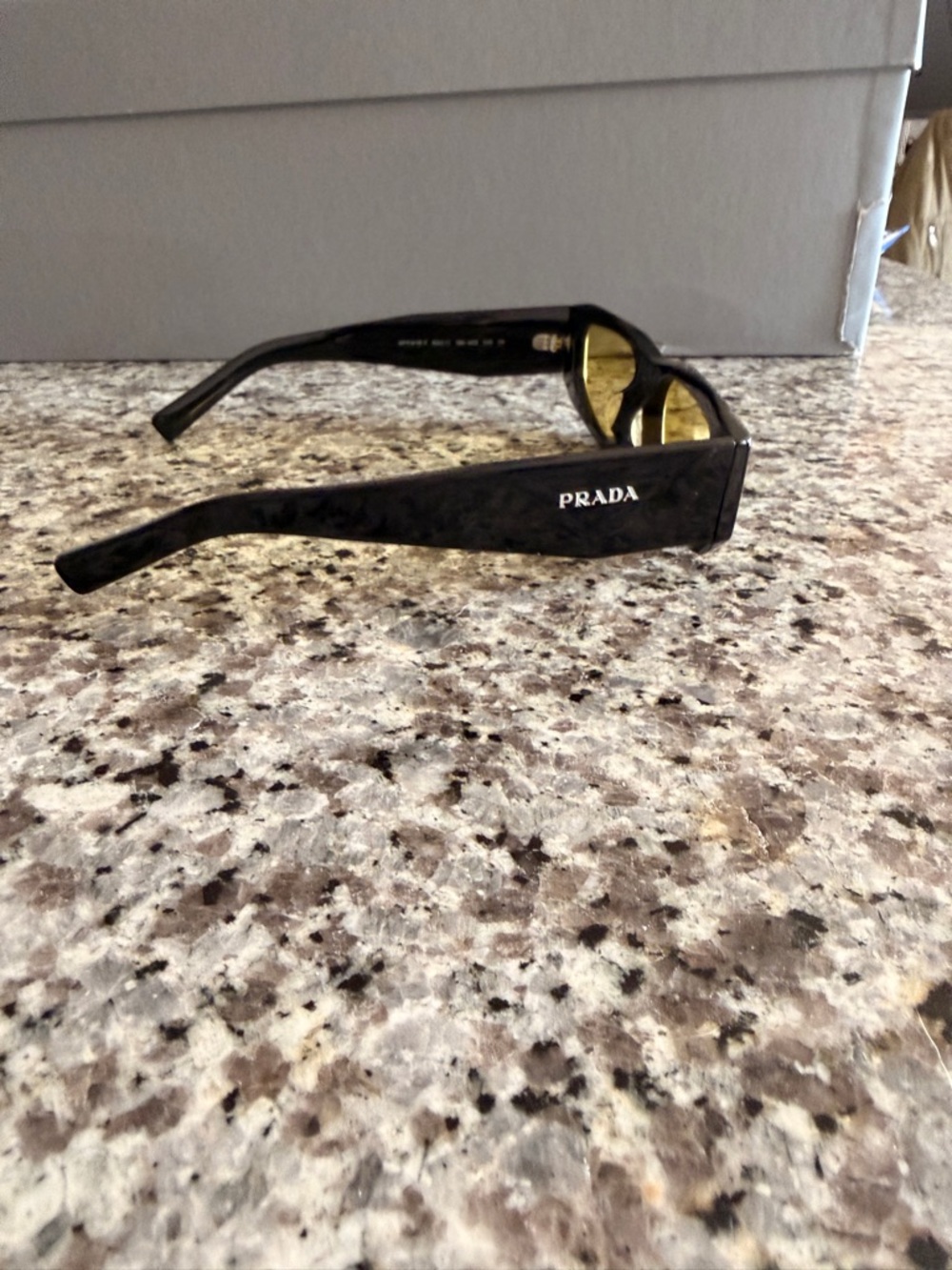 Prada Sunglasses Black Frame Yellow Lens - Picture 2 of 9